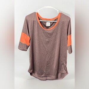 Flylow Womens XL Short Sleeve Jersey Shirt Brown Orange Hawkins Hiking Outdoor
